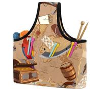 VAPOKF Yarn Storage Bag, Knitting Crochet Tote Bag, Yarn Holder with Pockets for Crocheting, Knitting Accessories (Nautical Parrot Treasure)