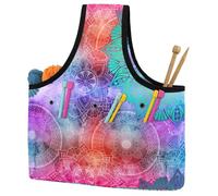 VAPOKF Yarn Storage Bag, Knitting Crochet Tote Bag, Yarn Holder with Pockets for Crocheting, Knitting Accessories (Mandalas)