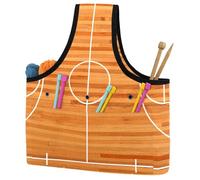 VAPOKF Yarn Storage Bag, Knitting Crochet Tote Bag, Yarn Holder with Pockets for Crocheting, Knitting Accessories (Basketball Court Floor Plan on Parquet Background)