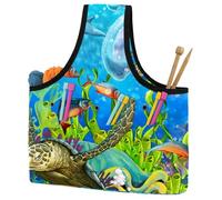 VAPOKF Yarn Storage Bag, Knitting Crochet Tote Bag, Yarn Holder with Pockets for Crocheting, Knitting Accessories (Coral Reef Sea Animals)