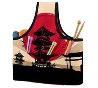 VAPOKF Yarn Storage Bag, Knitting Crochet Tote Bag, Yarn Holder with Pockets for Crocheting, Knitting Accessories (Japanese Temple Landscape)