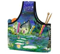 VAPOKF Yarn Storage Bag, Knitting Crochet Tote Bag, Yarn Holder with Pockets for Crocheting, Knitting Accessories (Fairy Tale Watercolor)