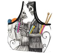 VAPOKF Yarn Storage Bag, Knitting Crochet Tote Bag, Yarn Holder with Pockets for Crocheting, Knitting Accessories (Art Marriage Skull Day of The Dead)