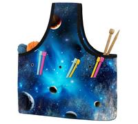 VAPOKF Yarn Storage Bag, Knitting Crochet Tote Bag, Yarn Holder with Pockets for Crocheting, Knitting Accessories (View of The Universe with Planets)