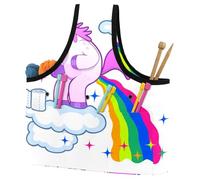 VAPOKF Yarn Storage Bag, Knitting Crochet Tote Bag, Yarn Holder with Pockets for Crocheting, Knitting Accessories (Smiling Unicorn Pooping a Rainbow on The Sky)