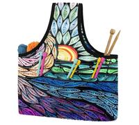 VAPOKF Yarn Storage Bag, Knitting Crochet Tote Bag, Yarn Holder with Pockets for Crocheting, Knitting Accessories (Modern Quilling Abstract Painting)