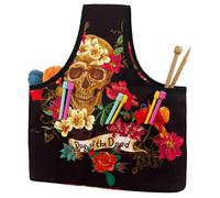 VAPOKF Yarn Storage Bag, Knitting Crochet Tote Bag, Yarn Holder with Pockets for Crocheting, Knitting Accessories (Day of The Dead Sugar Skull Flower)