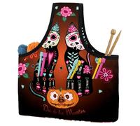 VAPOKF Yarn Storage Bag, Knitting Crochet Tote Bag, Yarn Holder with Pockets for Crocheting, Knitting Accessories (Day of The Dead Sugar Cats Pumpkin)
