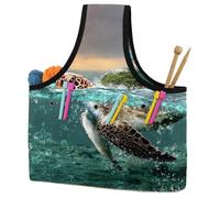 VAPOKF Yarn Storage Bag, Knitting Crochet Tote Bag, Yarn Holder with Pockets for Crocheting, Knitting Accessories (Sea Turtle Under The Sea)