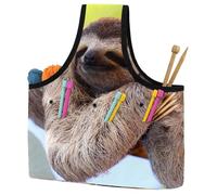 VAPOKF Yarn Storage Bag, Knitting Crochet Tote Bag, Yarn Holder with Pockets for Crocheting, Knitting Accessories (Sloth Animal)