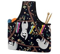 VAPOKF Yarn Storage Bag, Knitting Crochet Tote Bag, Yarn Holder with Pockets for Crocheting, Knitting Accessories (Sloth Black)