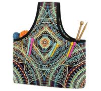 VAPOKF Yarn Storage Bag, Knitting Crochet Tote Bag, Yarn Holder with Pockets for Crocheting, Knitting Accessories (Boho Mandalas Floral Vintage)