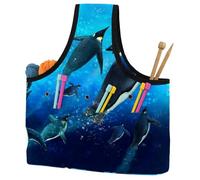VAPOKF Yarn Storage Bag, Knitting Crochet Tote Bag, Yarn Holder with Pockets for Crocheting, Knitting Accessories (Underwater Ocean Sea Penguin)