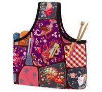 VAPOKF Yarn Storage Bag, Knitting Crochet Tote Bag, Yarn Holder with Pockets for Crocheting, Knitting Accessories (Ethnic Patchwork Elephant Floral)