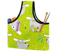 VAPOKF Yarn Storage Bag, Knitting Crochet Tote Bag, Yarn Holder with Pockets for Crocheting, Knitting Accessories (Sloth Green)