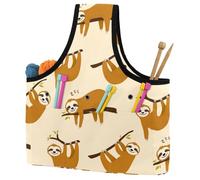 VAPOKF Yarn Storage Bag, Knitting Crochet Tote Bag, Yarn Holder with Pockets for Crocheting, Knitting Accessories (Sloth Animal)