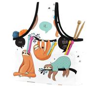 VAPOKF Yarn Storage Bag, Knitting Crochet Tote Bag, Yarn Holder with Pockets for Crocheting, Knitting Accessories (Cute Sloth Take Your Time)