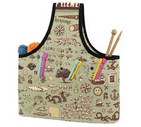 VAPOKF Yarn Storage Bag, Knitting Crochet Tote Bag, Yarn Holder with Pockets for Crocheting, Knitting Accessories (Ocean Treasure Nautical Elements)