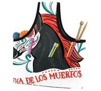 VAPOKF Yarn Storage Bag, Knitting Crochet Tote Bag, Yarn Holder with Pockets for Crocheting, Knitting Accessories (Day of the Dead Horse)