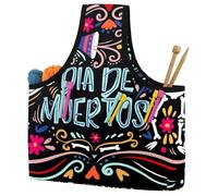 VAPOKF Yarn Storage Bag, Knitting Crochet Tote Bag, Yarn Holder with Pockets for Crocheting, Knitting Accessories (Day of The Dead Sugar Skull Bones)