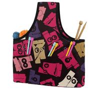 VAPOKF Yarn Storage Bag, Knitting Crochet Tote Bag, Yarn Holder with Pockets for Crocheting, Knitting Accessories (Monsters Old)