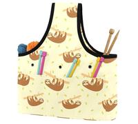 VAPOKF Yarn Storage Bag, Knitting Crochet Tote Bag, Yarn Holder with Pockets for Crocheting, Knitting Accessories (Cute Sloth and Baby Sloth)