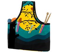 VAPOKF Yarn Storage Bag, Knitting Crochet Tote Bag, Yarn Holder with Pockets for Crocheting, Knitting Accessories (Birds Animals Silhouettes Tree)