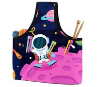VAPOKF Yarn Storage Bag, Knitting Crochet Tote Bag, Yarn Holder with Pockets for Crocheting, Knitting Accessories (Outer Space Planet Rocket Alien Earth)
