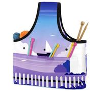 VAPOKF Yarn Storage Bag, Knitting Crochet Tote Bag, Yarn Holder with Pockets for Crocheting, Knitting Accessories (Lighthouse Purple Cove)