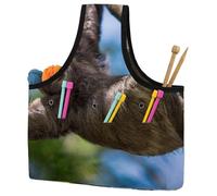 VAPOKF Yarn Storage Bag, Knitting Crochet Tote Bag, Yarn Holder with Pockets for Crocheting, Knitting Accessories (Sloth Animal)