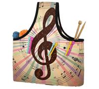 VAPOKF Yarn Storage Bag, Knitting Crochet Tote Bag, Yarn Holder with Pockets for Crocheting, Knitting Accessories (Music Notes Circles Swirl)