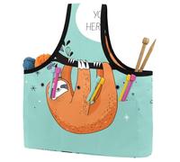 VAPOKF Yarn Storage Bag, Knitting Crochet Tote Bag, Yarn Holder with Pockets for Crocheting, Knitting Accessories (Cute Funny Cartoon Sloth)