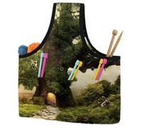 VAPOKF Yarn Storage Bag, Knitting Crochet Tote Bag, Yarn Holder with Pockets for Crocheting, Knitting Accessories (Fairy Home Tree)