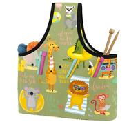 VAPOKF Yarn Storage Bag, Knitting Crochet Tote Bag, Yarn Holder with Pockets for Crocheting, Knitting Accessories (Cartoon Animal Panda Sloth Elephant)