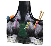VAPOKF Yarn Storage Bag, Knitting Crochet Tote Bag, Yarn Holder with Pockets for Crocheting, Knitting Accessories (Chimpanzees Animal)