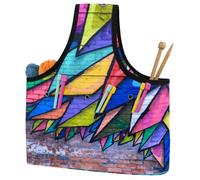 VAPOKF Yarn Storage Bag, Knitting Crochet Tote Bag, Yarn Holder with Pockets for Crocheting, Knitting Accessories (Doodle Colorful Street Painting Art)