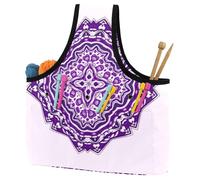 VAPOKF Yarn Storage Bag, Knitting Crochet Tote Bag, Yarn Holder with Pockets for Crocheting, Knitting Accessories (Mandala Purple Mandalas)
