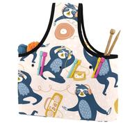 VAPOKF Yarn Storage Bag, Knitting Crochet Tote Bag, Yarn Holder with Pockets for Crocheting, Knitting Accessories (Sloth Music)