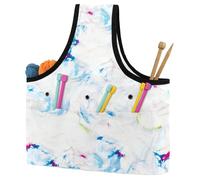 VAPOKF Yarn Storage Bag, Knitting Crochet Tote Bag, Yarn Holder with Pockets for Crocheting, Knitting Accessories (Unreal Watercolor Marble Texture)