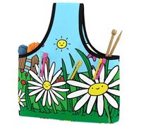 VAPOKF Yarn Storage Bag, Knitting Crochet Tote Bag, Yarn Holder with Pockets for Crocheting, Knitting Accessories (Garden Flower)