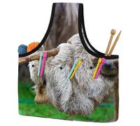 VAPOKF Yarn Storage Bag, Knitting Crochet Tote Bag, Yarn Holder with Pockets for Crocheting, Knitting Accessories (Sloth Animal)