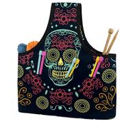 VAPOKF Yarn Storage Bag, Knitting Crochet Tote Bag, Yarn Holder with Pockets for Crocheting, Knitting Accessories (Day of The Dead Sugar Skull Floral)