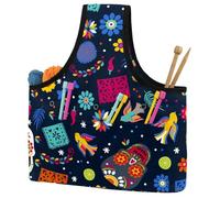 VAPOKF Yarn Storage Bag, Knitting Crochet Tote Bag, Yarn Holder with Pockets for Crocheting, Knitting Accessories (Day-of-the Dead Background)