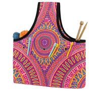 VAPOKF Yarn Storage Bag, Knitting Crochet Tote Bag, Yarn Holder with Pockets for Crocheting, Knitting Accessories (Indian Style)