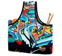 VAPOKF Yarn Storage Bag, Knitting Crochet Tote Bag, Yarn Holder with Pockets for Crocheting, Knitting Accessories (The Doodle Car Art Painting)