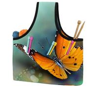 VAPOKF Yarn Storage Bag, Knitting Crochet Tote Bag, Yarn Holder with Pockets for Crocheting, Knitting Accessories (Beautiful Flying Plain Tiger Butterfly Nature Painting)