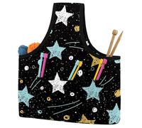 VAPOKF Yarn Storage Bag, Knitting Crochet Tote Bag, Yarn Holder with Pockets for Crocheting, Knitting Accessories (Doodle Stars Pattern)