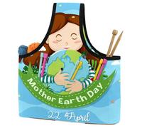 VAPOKF Yarn Storage Bag, Knitting Crochet Tote Bag, Yarn Holder with Pockets for Crocheting, Knitting Accessories (Happy Mother Earth Day)