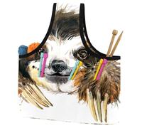 VAPOKF Yarn Storage Bag, Knitting Crochet Tote Bag, Yarn Holder with Pockets for Crocheting, Knitting Accessories (Cute Hipster Sloth)