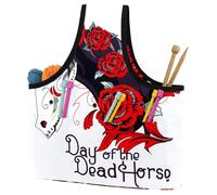 VAPOKF Yarn Storage Bag, Knitting Crochet Tote Bag, Yarn Holder with Pockets for Crocheting, Knitting Accessories (Day of the Dead Horse)